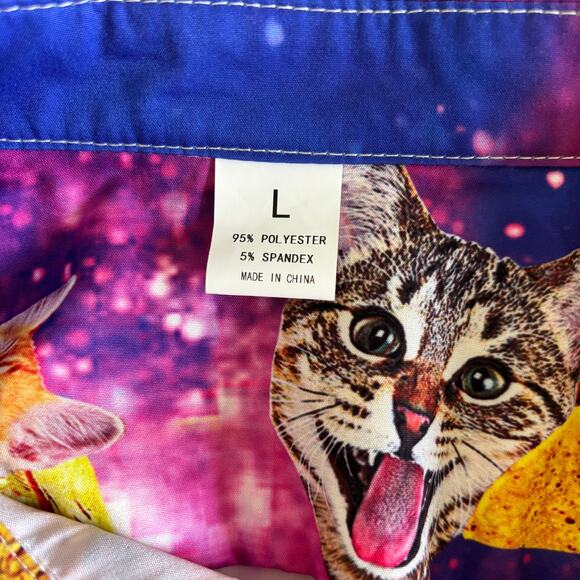 Cat & Taco Galaxy Print Button-Up Shirt Unisex L - Picture 4 of 7